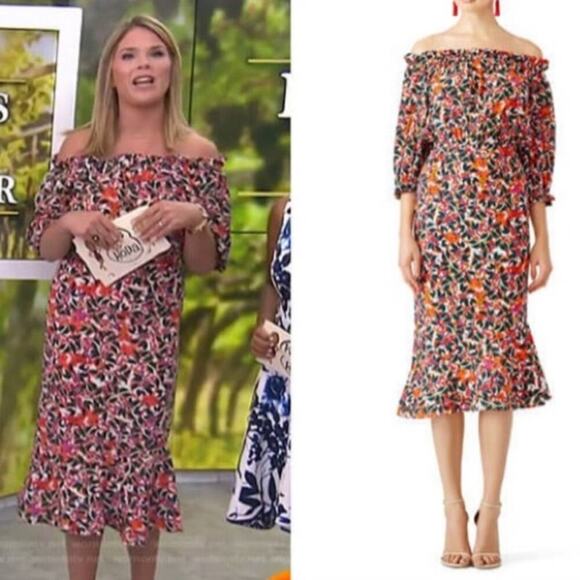 NWOT Saloni Floral Grace Silk Midi Dress Size 6 - Picture 3 of 7